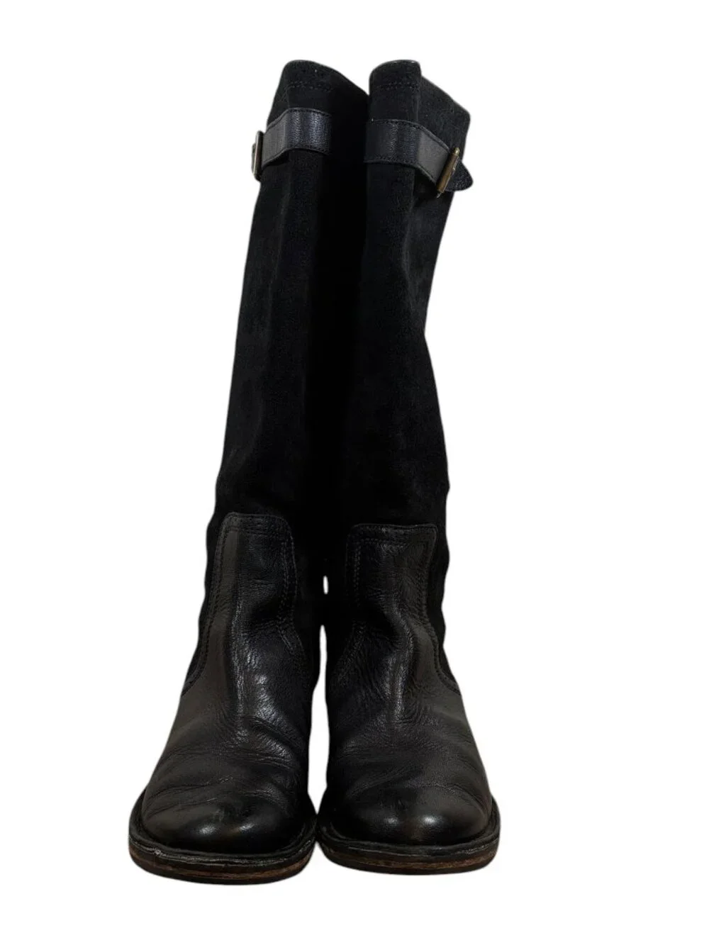 UGG Castille Tall Riding Boots Black Suede Leather Knee High
